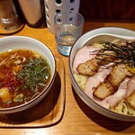 麺やひだまり - 炙り豚塩つけ麺(特盛)