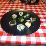 OSTERIA NAKANO - 前菜盛り合わせ　　中でも鯖の燻製の品が生ハムと錯覚する様な感じで、お変わりしたかったです