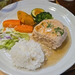 キッチン ブルー グローブ - ご飯を乗せてのワンプレート