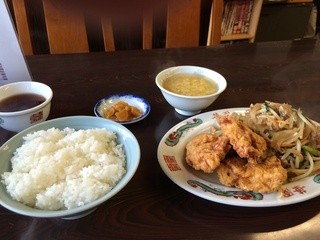 Kaen -  日替わり、から揚げと、ニラ野菜炒め定食