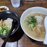 一髄 - 一髄ラーメン@660 一髄ライス@220