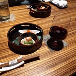 粋月 - ①先付け
      ・蕪の生ハム巻きとびっこ添え