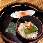 粋月 - ①先付け
                                ・蕪の生ハム巻きとびっこ添え