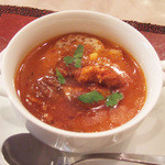 サンク・オ・ピエ - サンク・オ・ピエ4月5月のコース2014(5400円・外税)の南仏風魚のスープ(ブイヤベース風) ホタルイカ入り