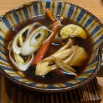 手打ち蕎麦・鮨 いまふく - 蝦夷鹿熱汁(蕎麦つけ汁)