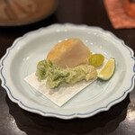 酒亭 田中 - 帆立・タラの芽・銀杏の天麩羅