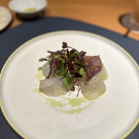 日本のイタリア料理店 sai - 野菜の下に百合根のピューレが隠れていました