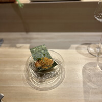 恵比寿 鮨 はつめ - モツァレラとカラスミの磯部巻き