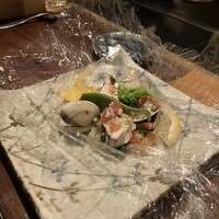 今彩 - さらにグリル野菜と白身魚とアサリ