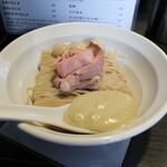 丿貫 - 牡蠣と白菜の酒蒸し風つけ蕎麦