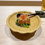 すし宮川 - 長野産松茸＆小松菜のおひたし（いくら＆おろし）