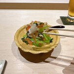 すし宮川 - 長野産松茸＆小松菜のおひたし（いくら＆おろし）