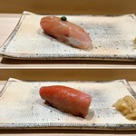 すし宮川 - シマアジ＆厚岸産本まぐろのさく漬け