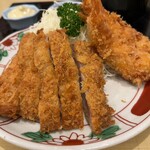 にいむら - ヒレカツ定1200円+エビフライ150円x2本+ハイボール250円+タルタルソース30円