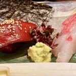 くいもんや す多ち - 本鮪赤身漬け　カンパチ