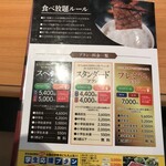 焼肉　なべしま - 2022年4月時点のメニュー