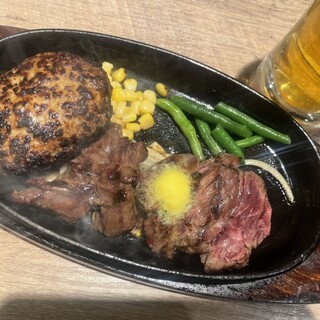 熔岩焼1ポンドステーキと手ごねハンバーグ ステーキステーキ_0