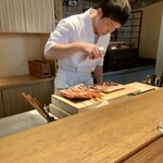 日本料理FUJI - 赤座海老　調理中