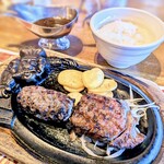 ブロンコ ビリー - 料理写真:コンビ(ハンバーグとリブロースステーキ)
