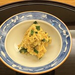 由庵 矢もり - 虎河豚と蕎麦の実の和え物