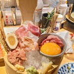 モツヤキ 刺身 肉ドウフ ナミヨセ2117 - 肉刺盛り合わせ　5種