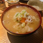 モツヤキ 刺身 肉ドウフ ナミヨセ2117 - 豚汁　豚肉が多すぎなほど