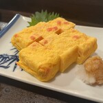 金町製麺 - 紅生姜入り玉子焼き ・ローストビーフ