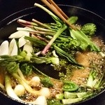 とく山 - ［３回目］花山椒 山菜 牛肉すき焼き・山菜たちも投入！