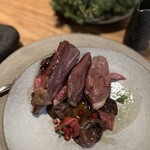 Restaurant Domestic - ⑫小鳩のローストとラディッキオ(イタリア野菜) ハバナダ(辛くない甘い唐辛子)