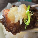 常衛門食堂 - 鶏からおろしポン酢定食ご飯大盛り¥1450内　優しい味付け。外カリ中プリっとジューシー。うまい。