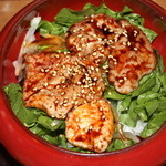 そば処 承知庵 - 信玄豚のミニドンブリ！肉は柔らかでコク深いタレでご飯も美味しく素晴らしい味です。