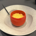 プレゼンテ スギ - ㉑カキ氷（柿のカキ氷、焙じ茶の泡シロップ、焙じ茶ゼリー）