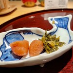 銀座 青天 - 福岡博多屋より辛子明太子と高菜漬け