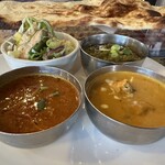 インド料理ルンビニ - キーママタール、バターチキン、チキンサグワラ