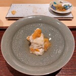 焼鳥 ひら野 - 海老芋の唐揚げ　ゆばと雲丹の味噌漬け
