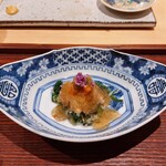 焼鳥 ひら野 - 松葉蟹とセリ和え 生姜のジュレ