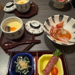 277645545 - 先付け2種、茶碗蒸し、魚料理
