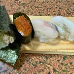 朝日鮨 - 松川カレイ、鰊、イクラ、ツナ