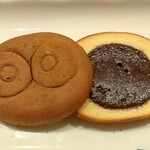 平安堂梅坪 - ぷよぷよまんじゅうチョコをハーフカット→オーブンで温めました (2024.12月)