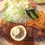 幸 - ランチステーキ(ライス、みそ汁付)¥1100