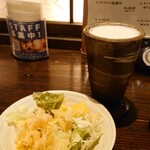 くいもの屋わん - お通しとビール