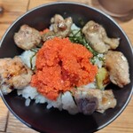 鶏そば炭や - 明太子ご飯200円にラーメンの焼鳥乗せ