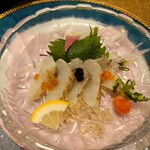 せんざん - 国産厚切りふぐ刺身