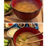 小料理 つばめ - 大根、ニンジン、小松菜など具沢山のお味噌汁は
信州味噌の合わせ味噌かしら…
しみじみと美味しいですね〜(*´ω｀*)