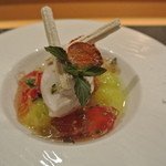 saveur -  サクランボとメロン桜のアイスクリーム、シャンパーニュをかけて