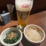 本格炭火焼鳥 鳥太 - 生ビールとお通し