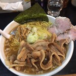 一条流がんこ総本家分家四谷荒木町 - 「甘エビ10キロ、100ラーメン」（1,400圓）、「大盛300g」（＋100圓）。