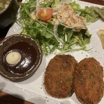 鮮味・鉄板酒場いっとく - 黒毛和牛メンチカツ定食　850円