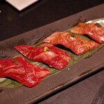 高級個室焼肉LAMP - 肉寿司　炙り二種食べ比べ