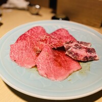 雪月花 たなかさとる - タレ焼肉（上赤身、上カルビ、銘柄牛テール焼き）